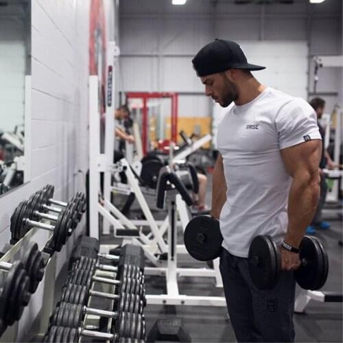 2019 summer new Mens Fashion Leisure t Shirt Fitness Bodybuilding Muscle male Short sleeve Slim fit Shirts Cotton Tee t