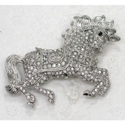 Clear Rhinestone Horse brooch Pin Pendant C845 A