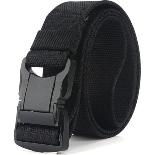 2020 New Black Aluminum Pluggable Safety Buckle Men Belt Casual Trousers Belts Outdoor Tactical Designer Male Belt Top Quality