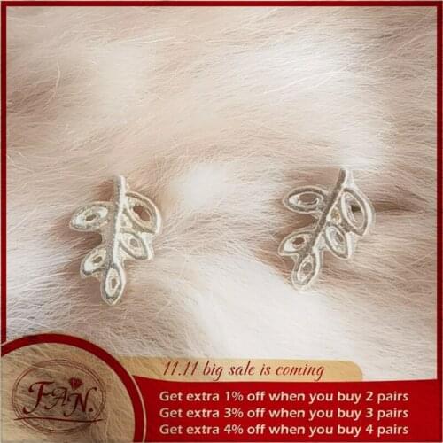 2021 New Trend Hot Sale Amazing Cute Lovely Small Silver Color Leaves Style Fashion Stud Earrings Perfect Gift for Girls & Women