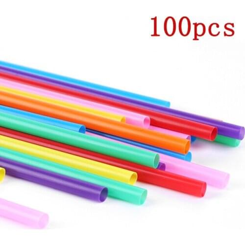 100pcs Party Weddings Drinking Bar Juice Drinking Straw Disposable Straws Multicolor Straws Plastic Long Flexible Drinking Straw