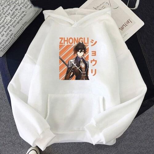Zhong Li Harajuku Hoodies Women/Men Long Sleeve Hip Hop Genshin Impact Oversized Sweatshirts Printed Game Pullover Unisex Colors