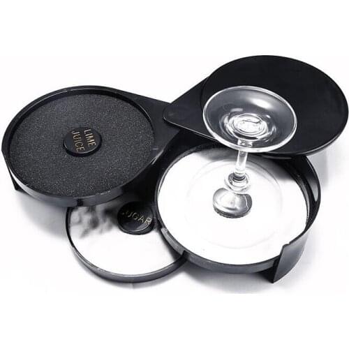 Three-Layer Cocktail Glass Salt Box Margarita Seasoning Sugar Wine Glass Box Mini Bar Barman Gadgets Bartender Tools