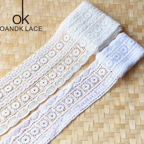 8.5cm white polyester embroid sewing ribbon guipure lace trim or fabric warp knitting DIY Garment Accessories free shipping