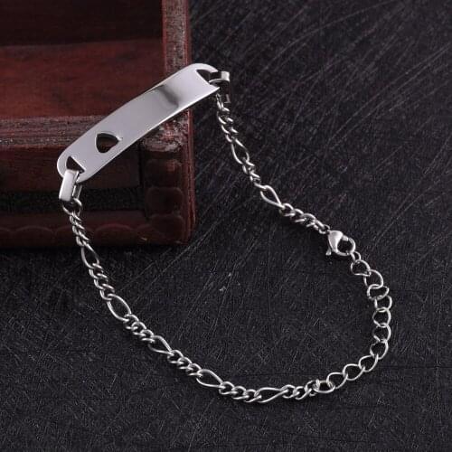 IJL0170 Stainless Steel High Quality Thin Slice Chain Engraved Keepsake Bracelet Memorial Souvenir Bracelet Jewelry