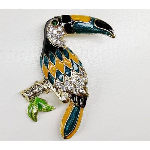 YDGY Bird Brooches Colorful Enamel Rhinestone Crystal For Women Trend Pelican Bird Brooch Pins Jewelry Accessory