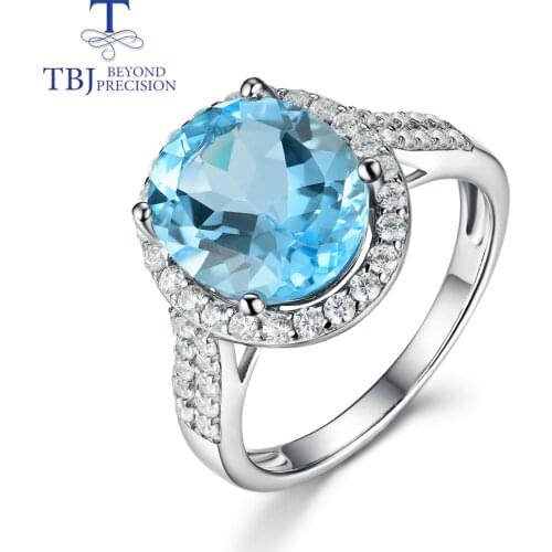 Sky blue topaz ring natural gemstone 925 sterling silver fine jewelry classic design for women tbj promotion 2020 new style