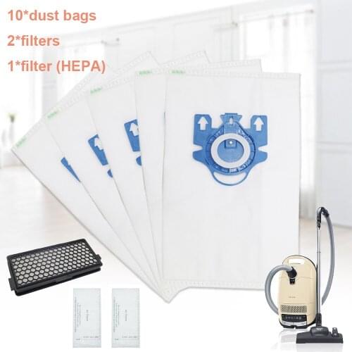 10Pcs/Lot For Miele Type GN Deluxe Synthetic Vacuum & 4 Filters S2 S5 S8 C1 C3 Hepa Vacuum Cleaner DUST BAGS With FILTERS