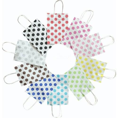 10PCS Colorful Polka Dot Bags 21*15cm Favor with handle Gift Packing paper gift Bag random
