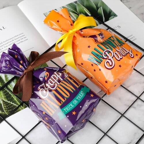 10pcs Plume Plastic Bag Creative Cookie Candy Bags Halloween Favors Easter Birthday Party Snack Gift Bag Packaging Gift