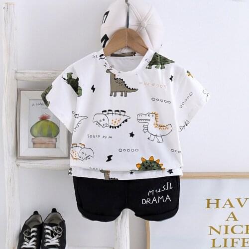 New Summer Fashion Children Cartoon Cotton Baby Boy Girl Clothes Printed T-shirt Shorts 2Pcs/sets Infant Kids Toddler Tracksuits