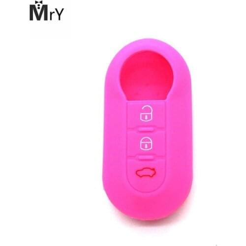 3Buttons Remote Auto Folding Flip Key Blanks Case Silicone Car Key Cover Case for Fiat 500 Grande Punto Stilo 500x Panda Ducato
