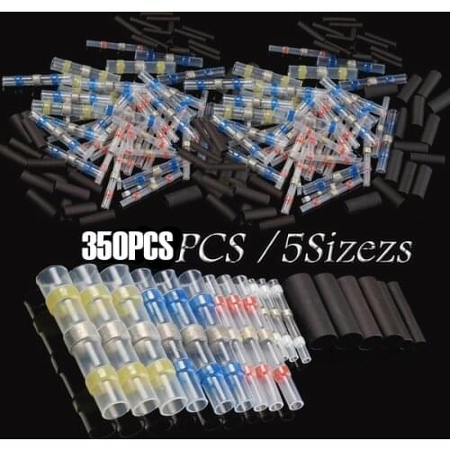 350PCS Waterproof Insulated Heat Shrink Solder Sleeves Tubes Wire Connector Seal AWG22-10/0.5mm2-6.0 wire crimp connector