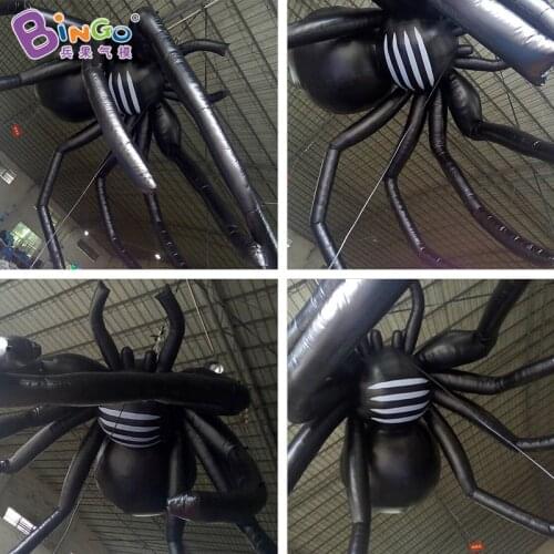 5 meters hanging inflatable black spider/The white stripes on the spider/halloween dectoration 16 feet large inflatable toy