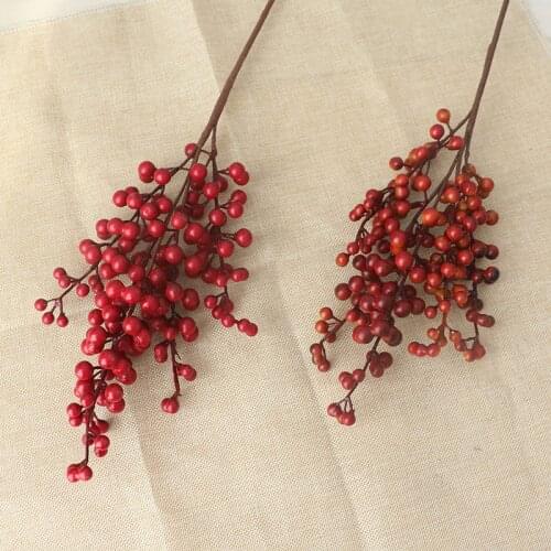 5 fork Single Red Berry DIY Christmas Decorations For Home Wedding Party Decoration Artificial Flower Berry Fake Flower Branch