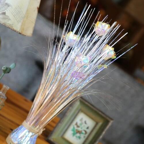 59cm 4 Heads Rose Artificial Plants Silver Flashing Flower and Leaves Onion Grass For Wedding Garden Party Decoration Crafts