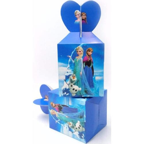 Disney Frozen Theme 6pcs/lot Candy Box Kids Birthday Party Decoration Print Princess Anna Elsa Cupcake Boxes Gift Box Supplies