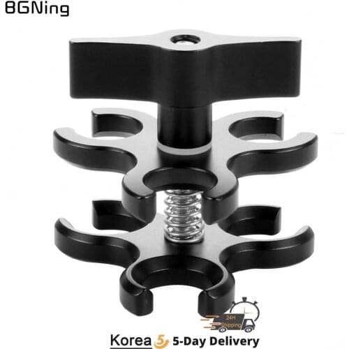 Clamp 3-Hole Aluminum Triple Butterfly Clip Diving Light Arm Ball Head Mount Adapter for Action Camera Flashlight Tripod