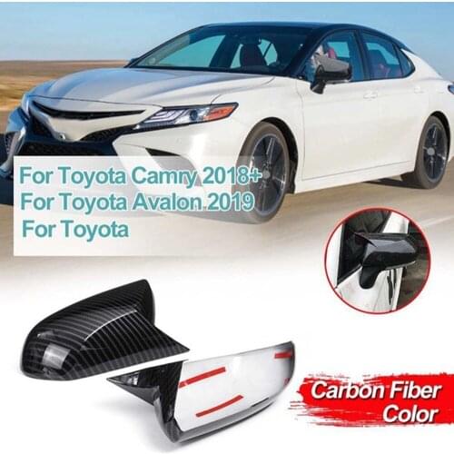 Car Auto Carbon Fiber Car Side View Rearview Mirror Cover Cap Trim Sticker For Toyota Camry 2018+ For Avalon 2019 C-HR 2016-2018
