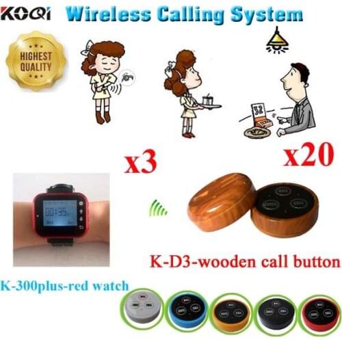 Wireless Paging Caller System Electronic Equipment Casino For Restaurant Pager Service(3 watch + 20 call button)
