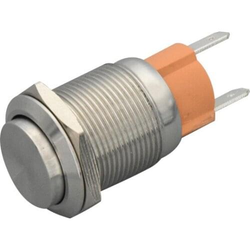 Large Current 10A 16mm 19mm 2pin Panel Hole Metal Push Button Switch Power Flat High Head Self Locking/ Reset soldering IP67 1NO