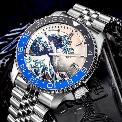 SKX007 Sapphire Crystal Mens Diving Watch 200M Kanagawa Luminous Dial Ceramic Bezel Japan NH35A Automatic Movement Wristwatch