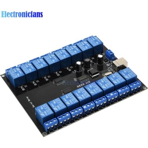 DC 7V-38V 16 Channel Serial Relay Module 10A 250V Load USB Power Supply Development Board Relay Module DC 12V 24V 36V