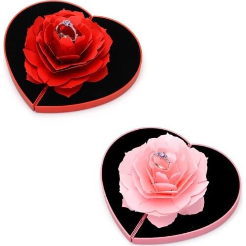 Love Heart Shape Proposal Wedding Ring Display Holder Box Jewelry Storage Case Proposal Box Ring Case Box Display Storage Case