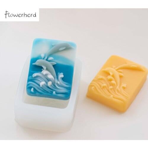 DIY Soap Making Supplies Surfing Dolphin Silicone Soap Mold Handmade Resin Mold Fondant Molds Cake Mold Baking Supplies