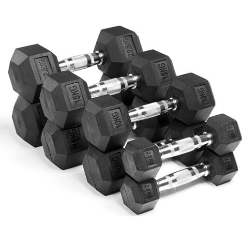 Factory Direct Sales GYM Rubber Coated Hexagonal Dumbbells Home Fitness Training Arm Muscles Environmental Fitness Equipment