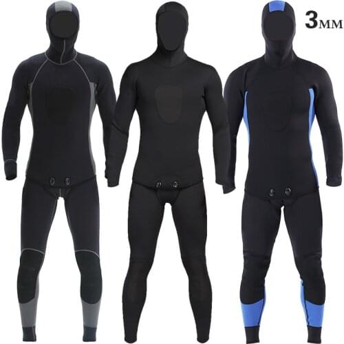New 3mm Neoprene Diving Suit For Men Swimming Surfing Jump Suit Surfacing Warm Wetsuit Suspender Trousers And Jacket 2pcs/set