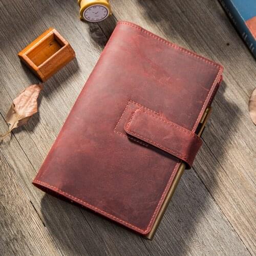 Yiwi Magnetic Buckle Ppgrade Retro Leather Hand Planner Travel Notepad Binder Handmade Leather Notebook A6