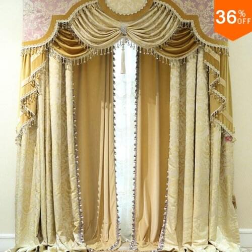 Nice Golden shutters with valance beads the classical curtains for windows extreme luxury drapes finish curtains for the bedroom