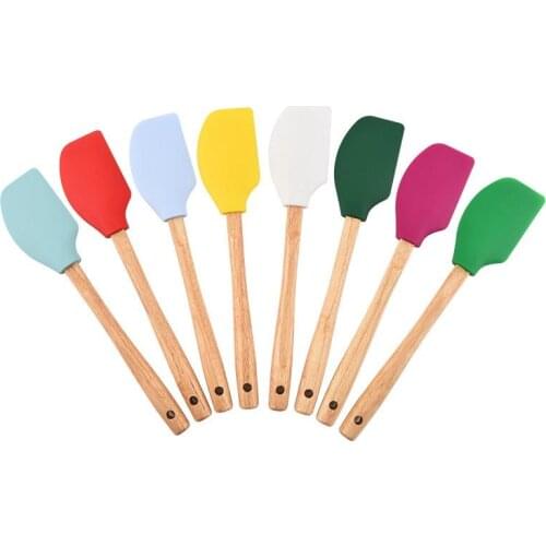 Kitchen Baking Spatula Silicone Wooden Handle Scraper Spatula Pastry Spatula Cookie Pastry Scraper Mixer Cake Scraper Coxeer