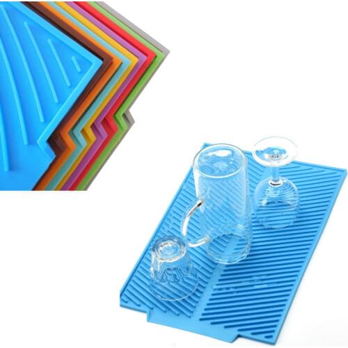 Kitchen Silicone Drain Pad Square Heat Resistant Draining Mat Tableware Table Placemat Durable Dishwaser Cushion Pad Decoration