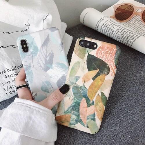 Hot Selling Case For iPhone 11 Pro Max XR X XS Max 7 8 6S Plus Vintage leaf Phone Case Soft Matte Phone Back Cover