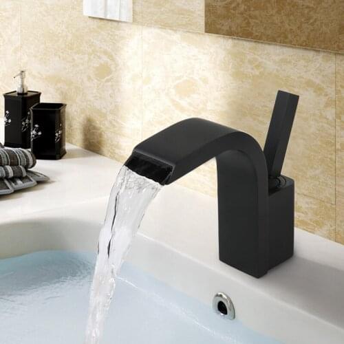 All copper European black waterfall basin faucet bathroom ark faucet lavatory faucet hot personality