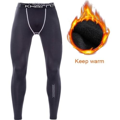 Mens Winter Leggings Fleece Long Johns Running Compression Leggings Yoga Fleece Pants Men Sportspants Pantyhose Warm Tights Mens