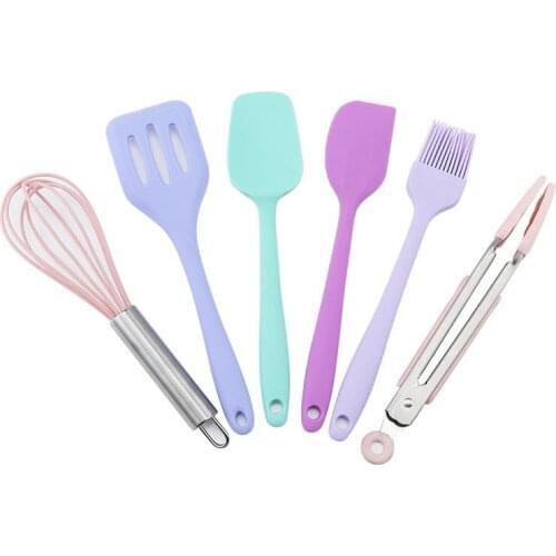 6PCS Baking Accessory Set Silicone Mini Stainless Steel Kitchen Baking Scraper Whisk Oil Brush Bread Food Tong Cocina Accesorio