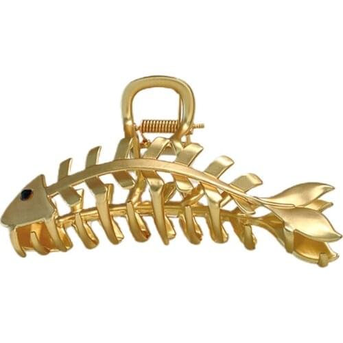 Non-Slip Hair Claw Alloy Fish Bone Catch Barrette Fish Shape Strong Hold Hair Jaw Clip Hair Accessories Barrettes