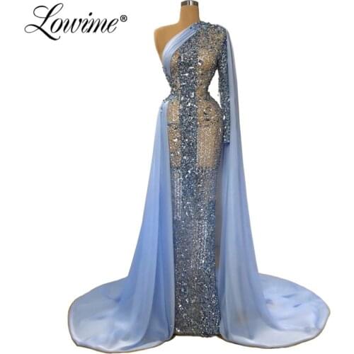 2020 Newest Evening Dress Illusion Sexy Dresses Woman Party Night One Shoulder Prom Dresses Robe Soiree Dubai Long Formal Dress