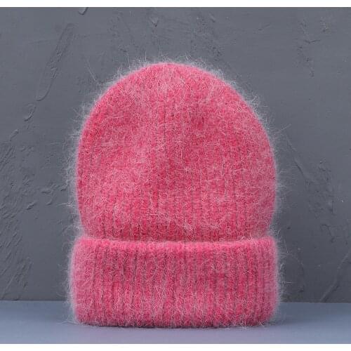 2021 new unisex solid color real rabbit fur beanies winter hat for woman New rabbit fur autumn Warm cap skullies gift