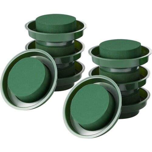 New DIY Flower Arrangement Kit Green Round Wet Floral Foam, Wedding Aisle Flowers(Flower Foam with Bowl, 8 Pieces)