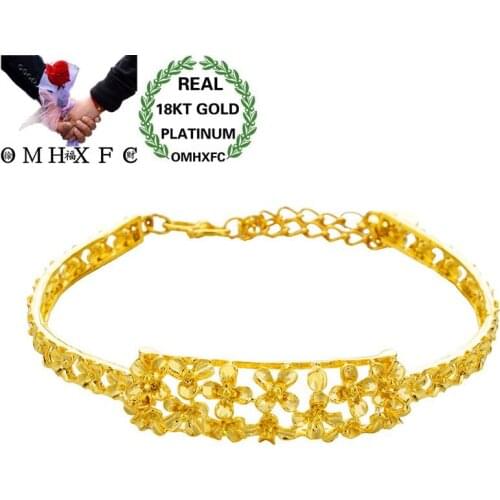 OMHXFC Wholesale European Fashion Woman Female Party Birthday Wedding Gift Vintage Flower Rose 18KT Gold Bracelets BE185