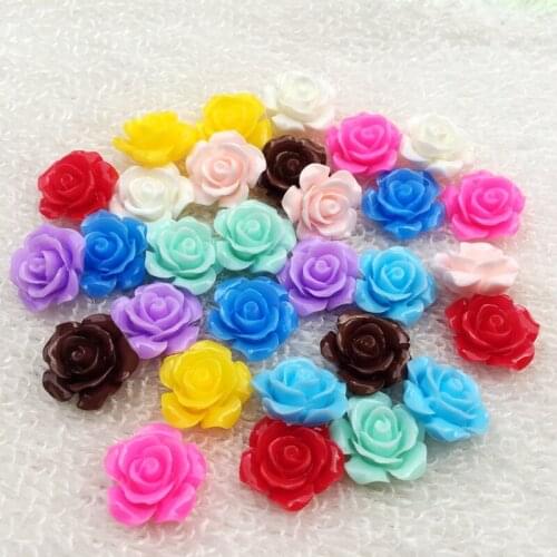 Wholesale New Korean Style Candy Color 15mm FlatBack Resins Scrapbook 3D Rose Flower Fit Phone Embellishment DIY Miniatures