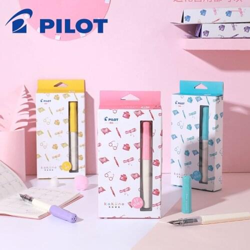 Pilot Kakuno Fountain Pen Smiley Fountain Pen Students Practice F Pen Tip Ink Sack Replaceable Gift Box FKA-1SR