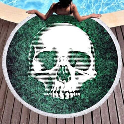 Nordic Style Skulls Printing Beach Towels Tropical Printed Large Round Beach Towel Home Decorative Microfiber Fabric Bath Towels