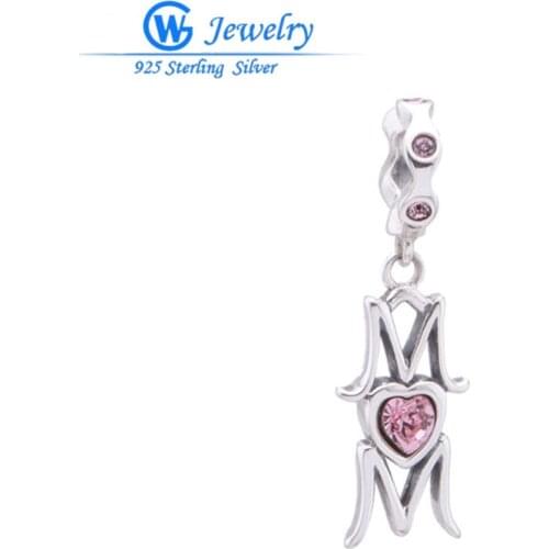 Mom Gift Jewelry 925 Sterling Silver Pendant Charm Fits Womens Rose Gold Necklaces GW Fashion Jewelry S098