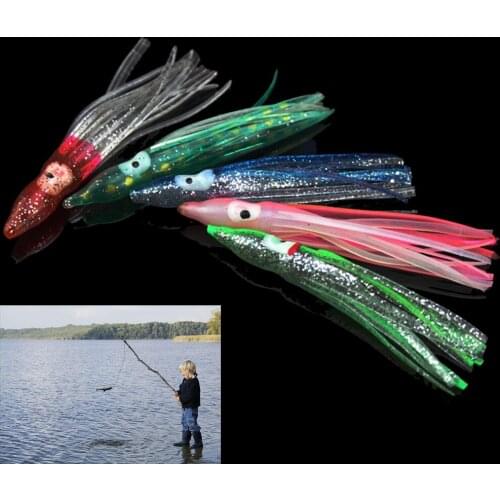 8cm 5Pcs/pack Fishing Lures Set Combo Squid Octopus Baits Skirt Lure Trolling Bait Fishing Soft Lures