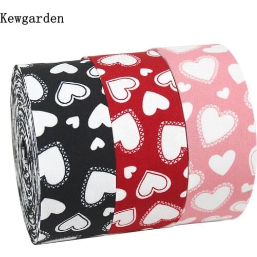 Kewgarden Printed Love Fabric Layering Cloth Ribbons 1-1/2" 1" 3/8" 10 25 40mm Handmade Tape DIY Hair Bow Accessories 10 Meters